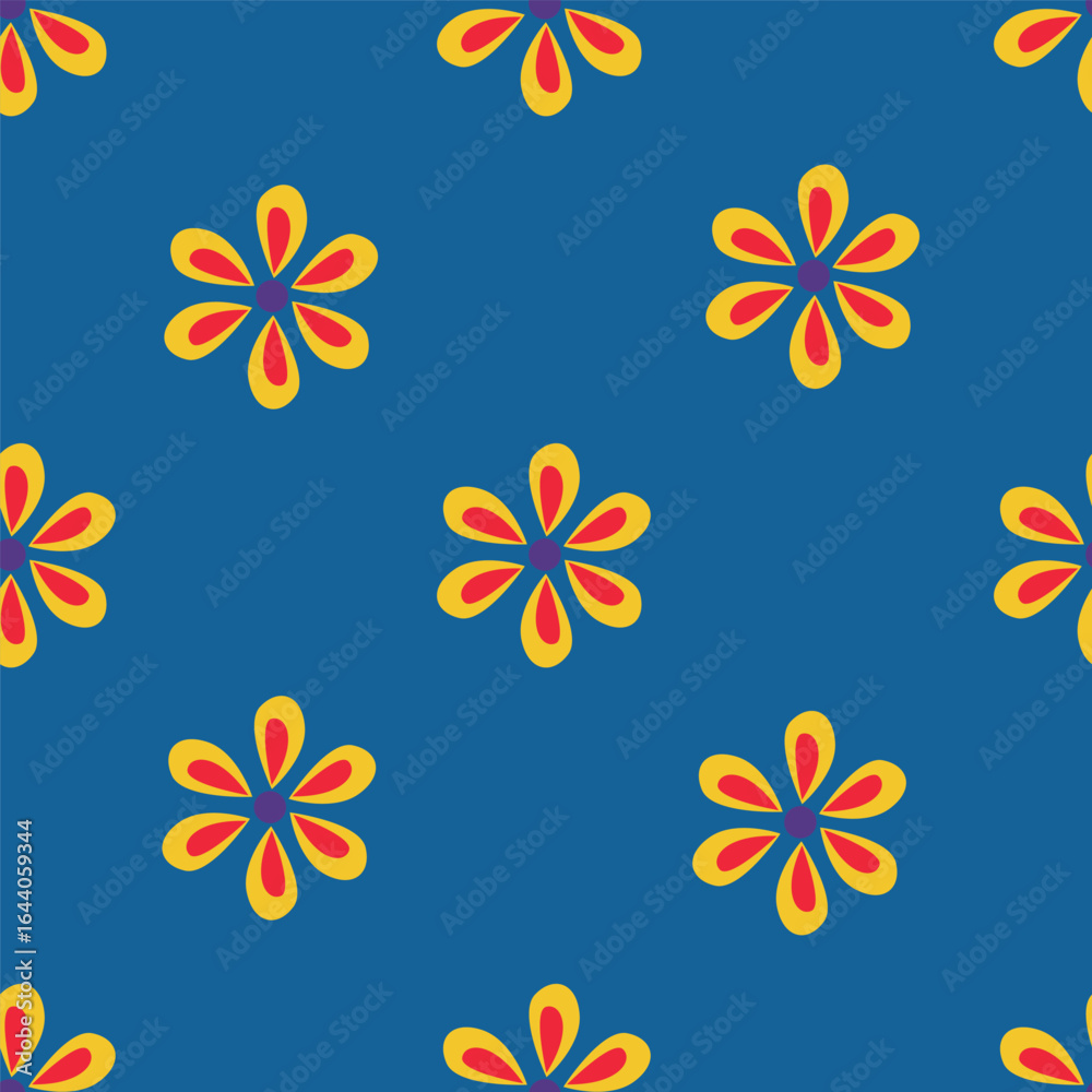 Obraz premium Seamless patter with blue flowers. Vector illustration. Fabric print
