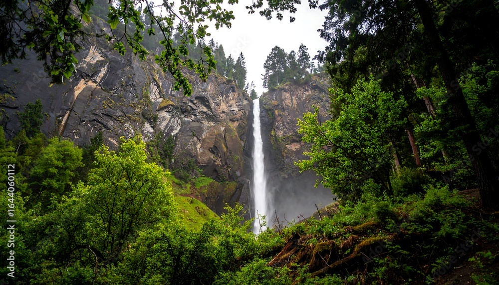 Obraz premium Waterfall cascading down rocky cliff
