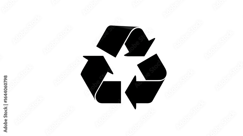 Black universal recycling symbol with arrows environmental sustainability Black universal recycling symbol with arrows environmental sustainability