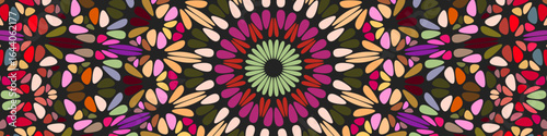 Oriental geometrical psychedelic flower ornament mandala background design - circular colorful floral hypnotic vector graphic with curved shapes