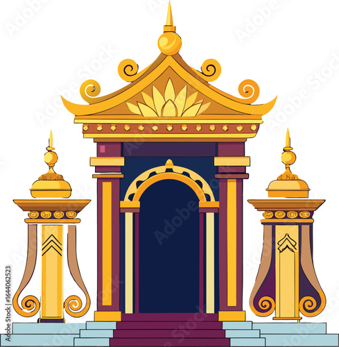 majestic palace entrance with gilded decorations 