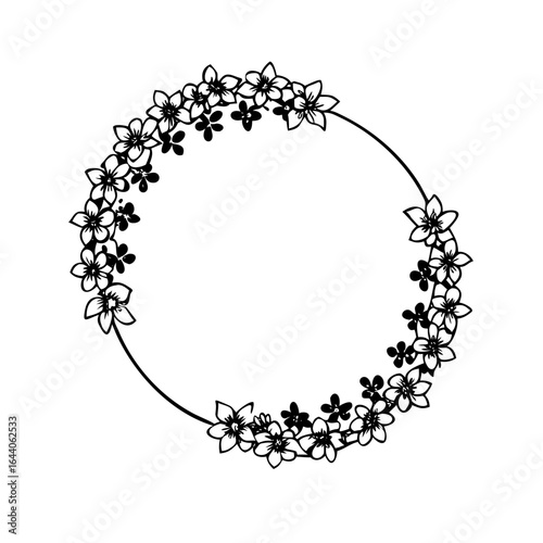 Elegant Delphinium Floral Wreath Frame SVG Design Element