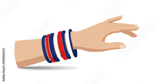 A cartoon hand with multiple colorful bracelets displayed on the forearm.