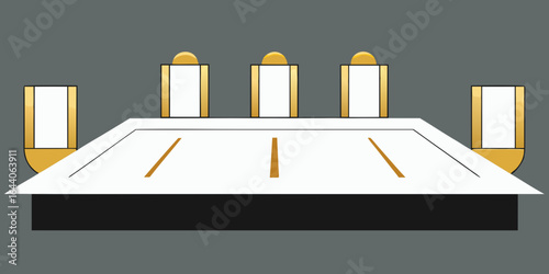 Boardroom with Gold Accented Marble Conference Table