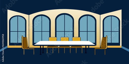 Boardroom with Gold Framed Panoramic Windows