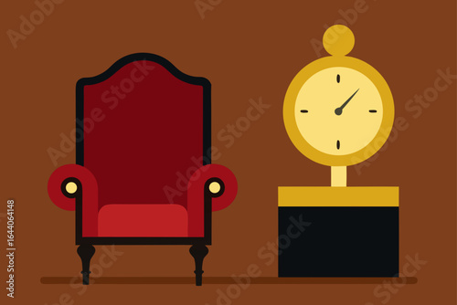 CEO Suite with Antique Brass Clock and Velvet Chairs