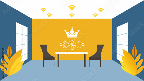 CEO Suite with Gold Leaf Ceiling and Crystal Chandelier