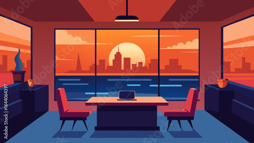 executive suite panoramic harbor sunset view