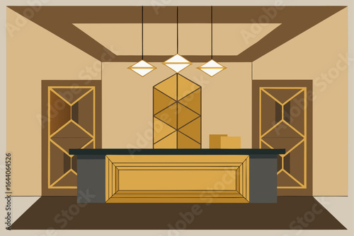 luxury reception geometric brass ceiling panel