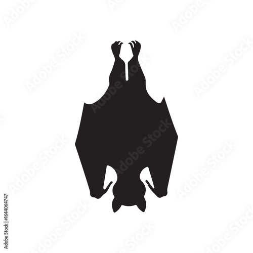 Hanging bat silhouette vector flat illustration design on white background