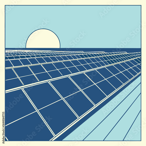 Solar panels on the blue sky