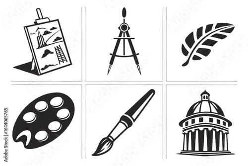 Art and design elements icons isolated on white background