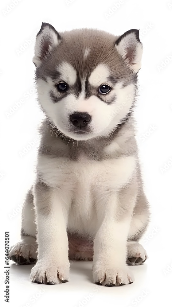 Adorable Siberian Husky Puppy Sitting White Background Pet Photo Adorable Siberian Husky Puppy Sitting White Background Pet Photo