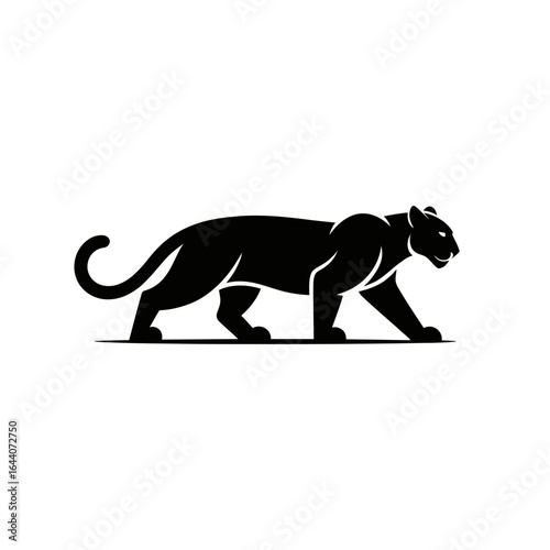 Silhouette of powerful panther walking with elegance and grace in a minimalist vector style design