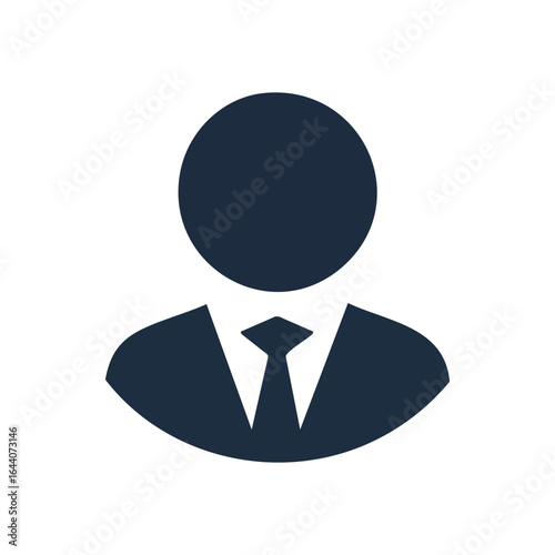 Business Person Profile Icon. Minimalist graphic showing an individual in formal wear. Excellent for user avatars, organizational identity, or digital personification.