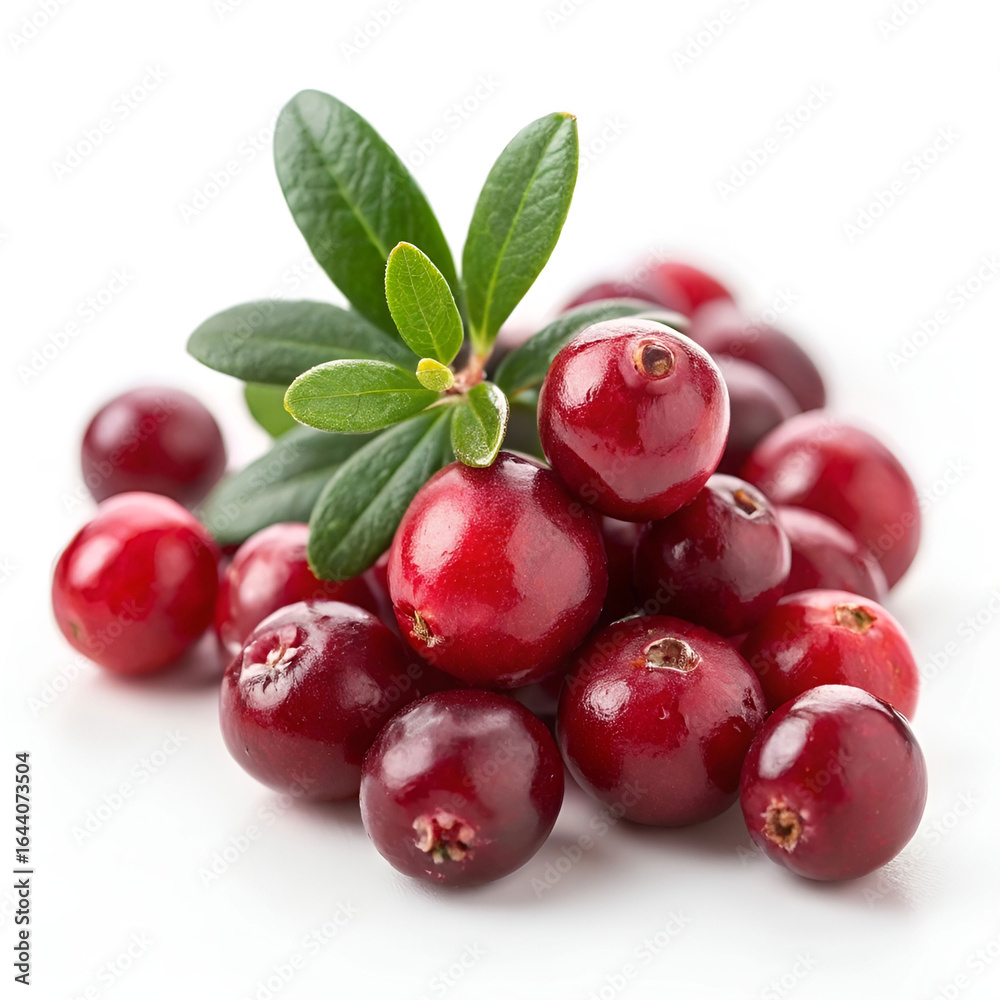 Obraz premium Fresh cranberries with a glossy, vibrant red color.