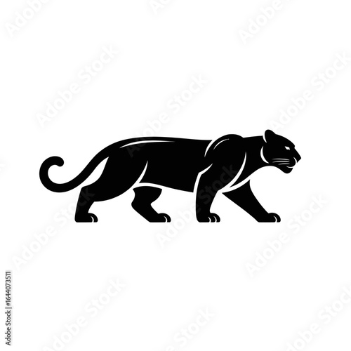 Elegant black panther silhouette illustration on white background for art and design inspiration