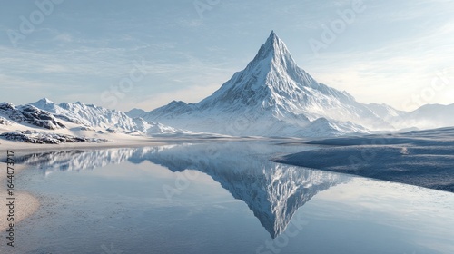 Wallpaper Mural Majestic Snow-capped Mountain Reflected in Calm Lake Torontodigital.ca