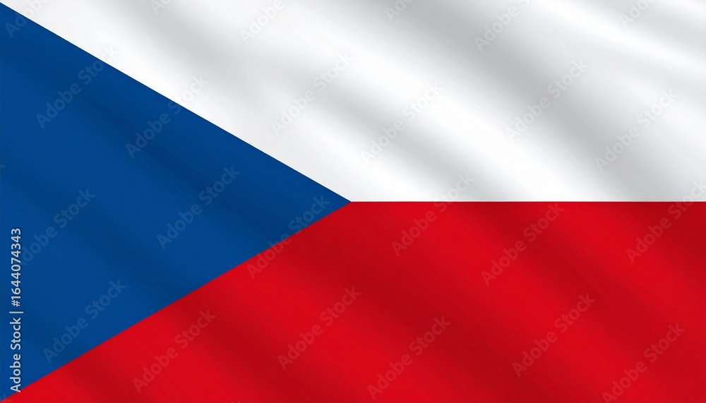 Fototapeta premium Czech Republic national flag with white and red horizontal bands and blue triangle.