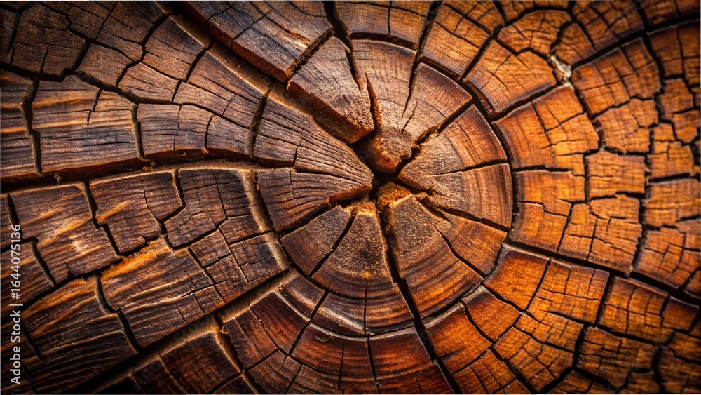 Obraz premium Detailed Close Up of a Tree Stump with Visible Growth Rings and Cracks