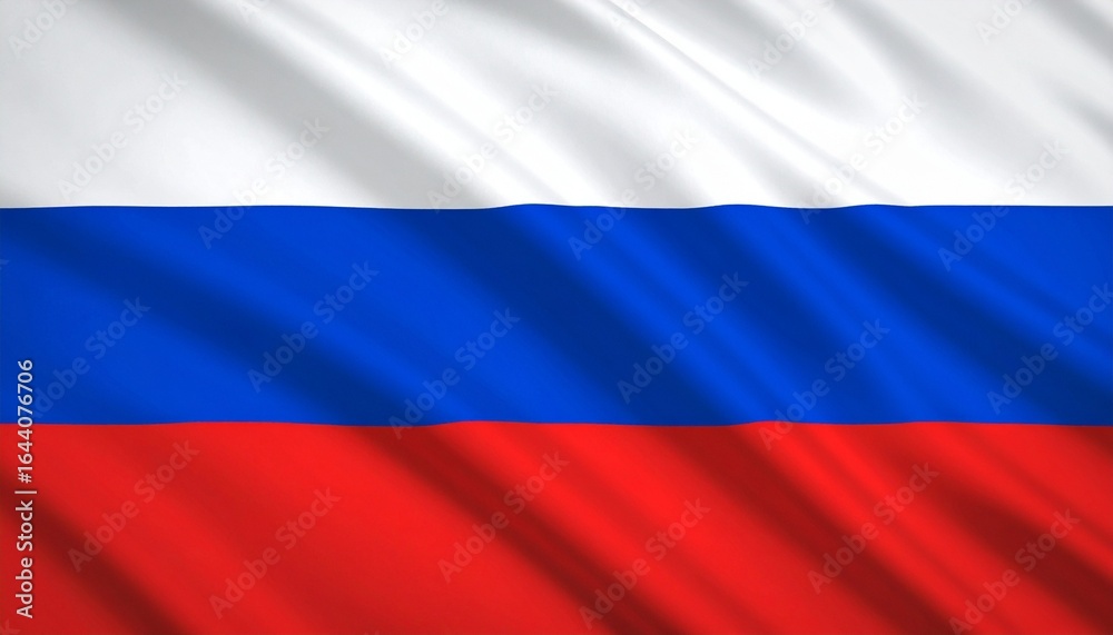 Fototapeta premium Russian national flag with horizontal white, blue, and red stripes.