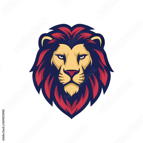 Powerful Lion Head Mascot Design. A majestic feline emblem portraying a noble visage. This fierce artwork symbolizes courage, strength, and supreme leadership.