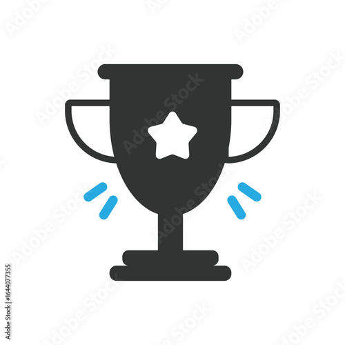 Black trophy cup with white star icon symbolizing victory and achievement