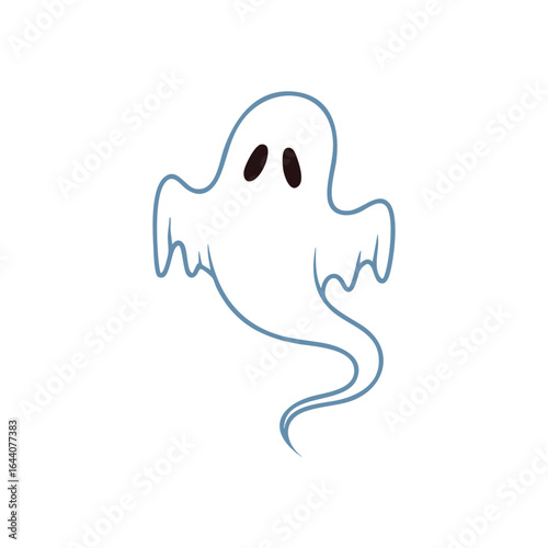 Playful Spirit Halloween Icon. Whimsical spectral phantom isolated on a dark backdrop. This charming apparition evokes a sense of fun and mystery, perfect for October holiday or costume designs.