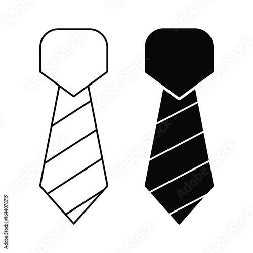 Formal striped necktie icon set vector illustration representing business office wear fashion accessory corporate dress code symbol minimal glyph outline.