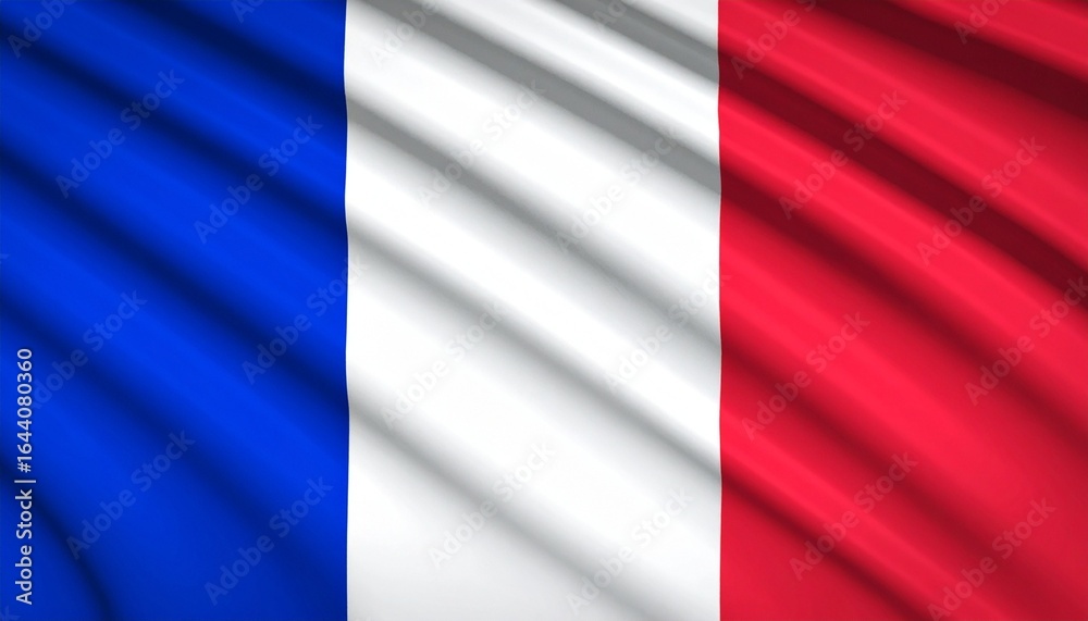 Obraz premium French flag with vertical blue, white, and red stripes waving in the wind.