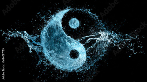 Yin Yang Symbol made of Water Splash