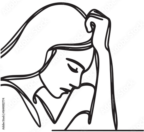 sad woman. Sad silhouette girl in depression and lonely expression