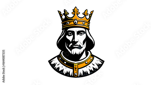 Regal king with a majestic crown and detailed attire, exuding power and authority in design