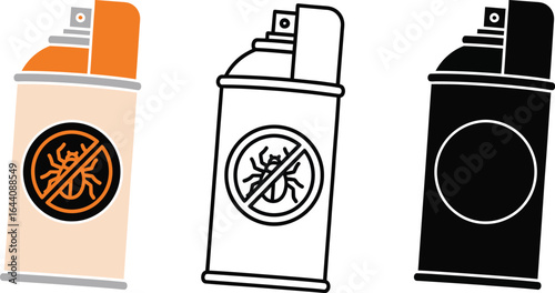Illustration of insect repellent spray can in different styles