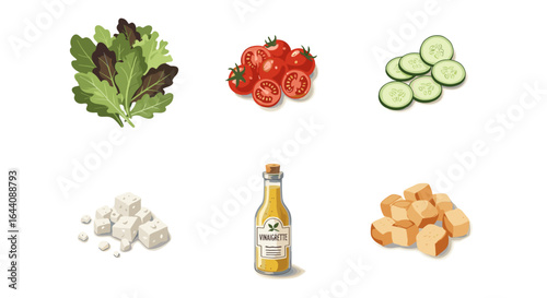 Fresh Salad Ingredients Health Food Organic Vegetable Meal Preparation Healthy Lifestyle Isolated on Transparent Background