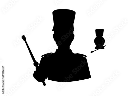 drum major silhouette vector art illustration on white background