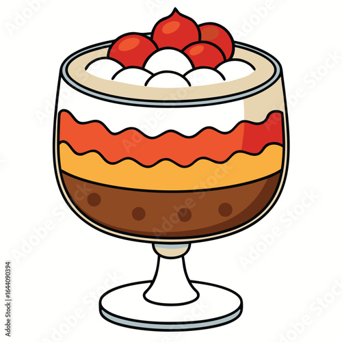 Layered Dessert Trifle Isolated on White Background, Delicious Sweet Treat