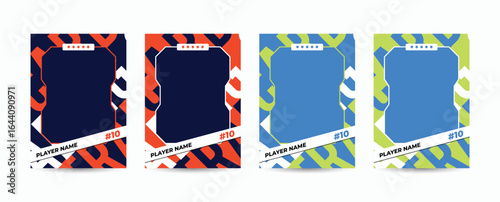 Set of player trading card template, Photo frame and border collection for soccer, hockey, volleyball, and basketball players, Sport flyer layout design, Template eps 10.	