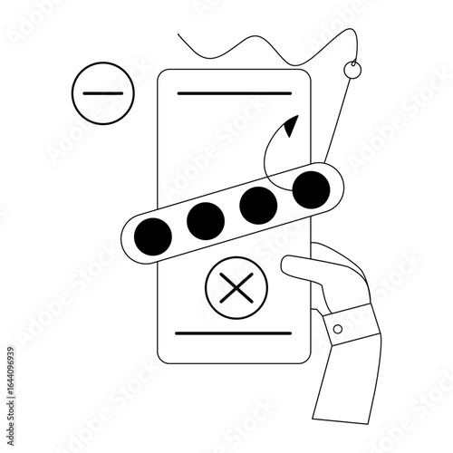 different phishing scenes and situations. Human hand with icon and image. Cyber crimes committed by hackers and hackers stealing personal data, banking credentials and information