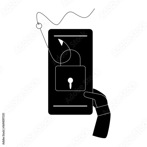 different phishing scenes and situations. Human hand with icon and image. Cyber crimes committed by hackers and hackers stealing personal data, banking credentials and information