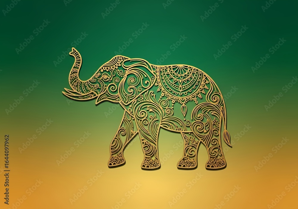 Fototapeta premium Ornate elephant design on gradient background for decorative art projects and cultural celebrations
