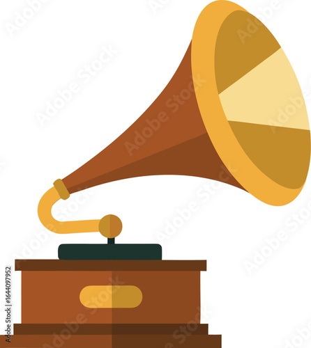 vintage gramophone vector brass horn and wooden