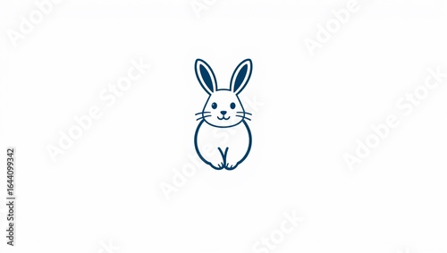 A simple line drawing of a rabbit with long ears on a white background art