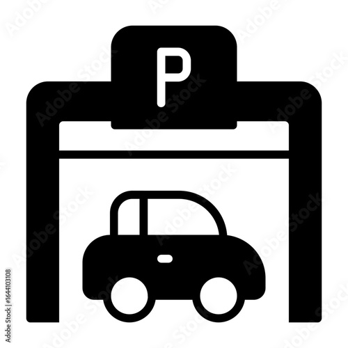 Pedestrian parking garage Semi Solid Vector Icon