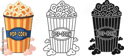 Popcorn vector illustration set for cinema and snack designs