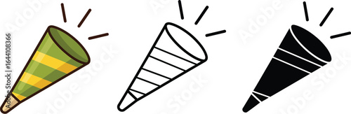 Party popper vector illustration set celebration event design