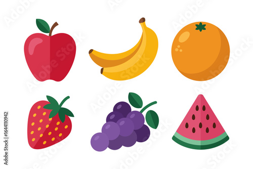 Healthy fruit platter icons, mixed fruit collage vector, nutrition infographic poster, recipe card and printable kitchen art, t shirt graphic