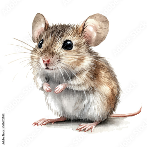 House Mouse, watercolor illustration vector, isolated on a white background.