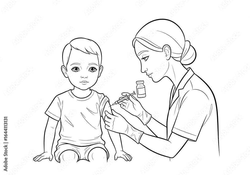 Nurse administering vaccine to toddler during vaccination appointment Nurse administering vaccine to toddler during vaccination appointment