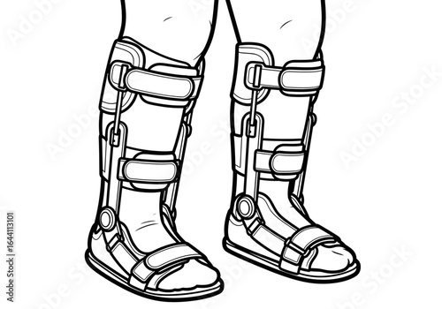 Orthopedic braces for children's legs providing support and stabilization